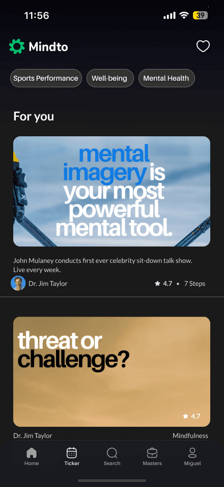 Mindto mobile application screenshot